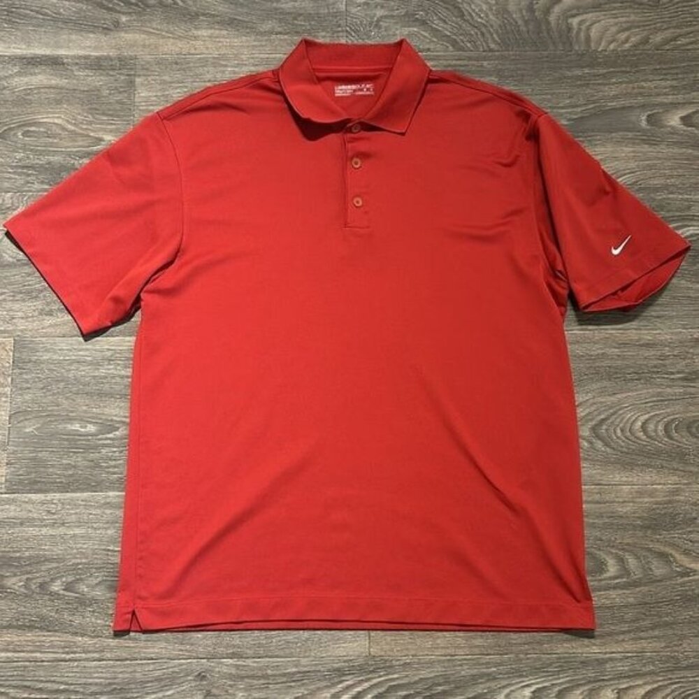 Nike Large Golf Victory Fit Dry Short Sleeve Polo Shirt Red 128898-851 Preppy